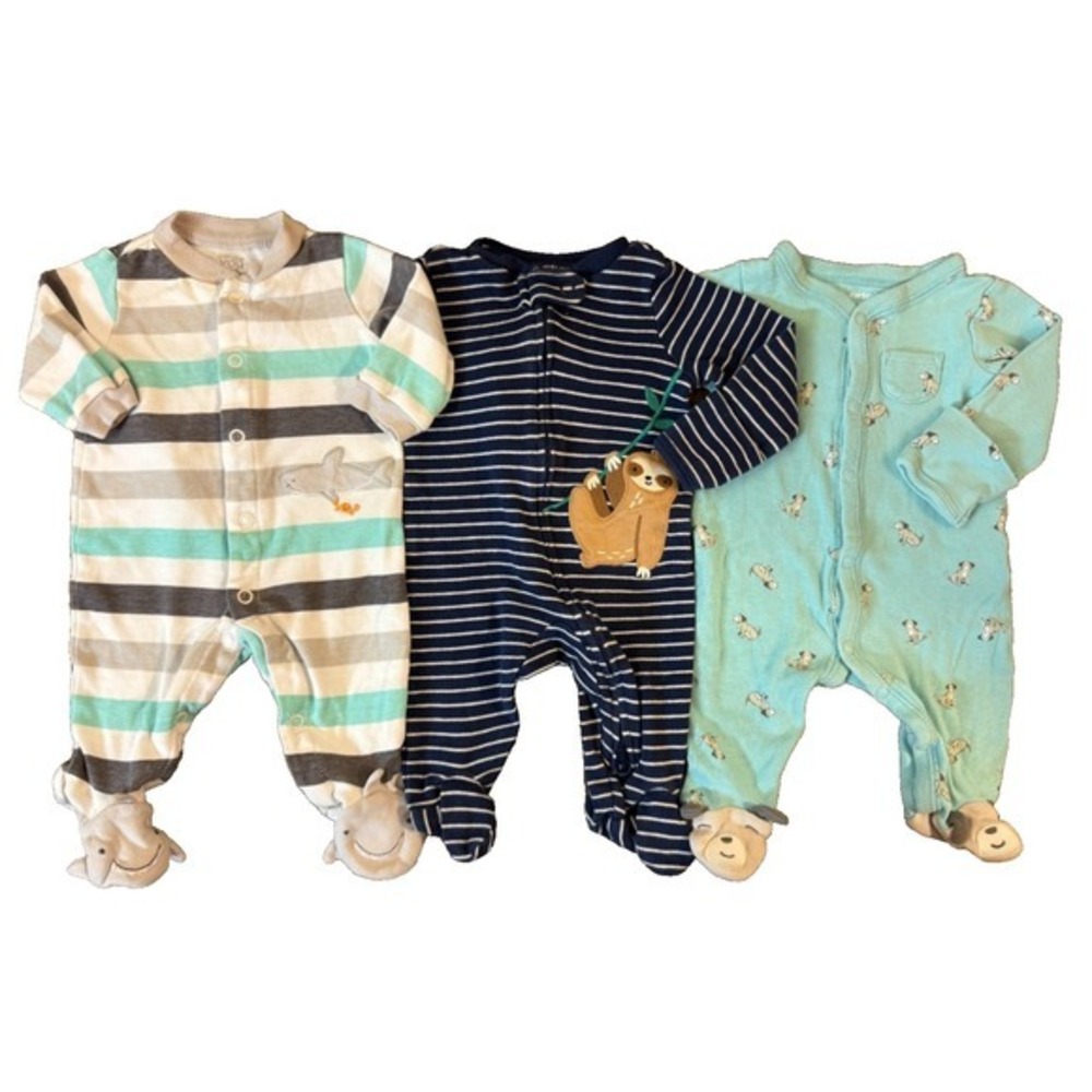 Carter's Baby Boy Sleepers‎ Newborn Clothes Footies Lot Bundle Sleep N Plays Dog